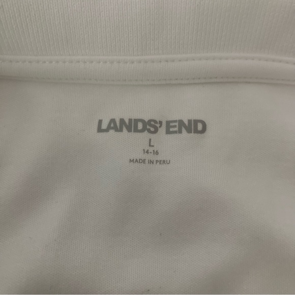 Lands End Women’s White Polo Short Sleeve Shirt Large - Picture 5 of 7
